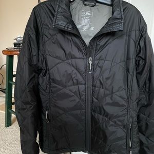 LLBean Black Primaloft Jacket Petite Large